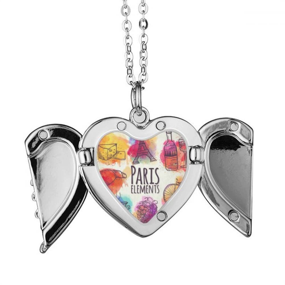 Colorful Life France Eiffel Tower Paris Angel Wings Necklace Pendant Fashion Gift