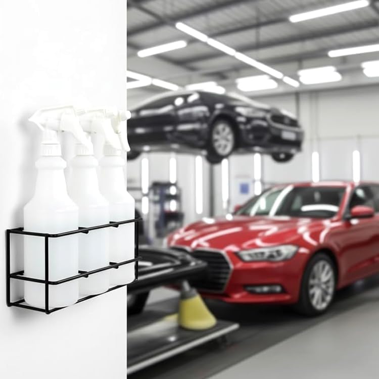 KALDEWEI 1 Pack Spray Bottle Storage Rack Wall Mount Bottle Organizer (3 Bottle Slots Up to 32oz) for Cleaning, Detailing, Chemical, Garage, Restaurant, Janitorial image 4