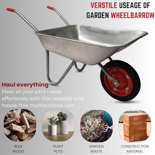 65 Litre 60kg Capacity Galvanised Samuel Alexander Metal Garden Wheelbarrow with Solid Puncture Proof Tyre 6 65 Litre 60kg Capacity Galvanised Samuel Alexander Metal Garden Wheelbarrow with Solid Puncture Proof Tyre - Image 6