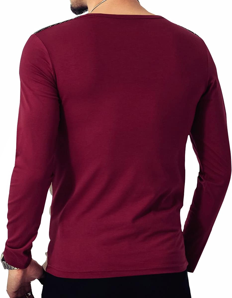 LOGEEYAR Mens Slim Fitted Casual Short Sleeve Button T-Shirts Contrast Color Stitching Tees Tops - Image 5
