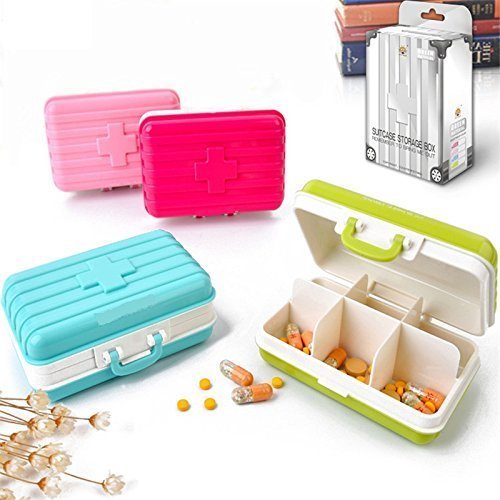 hyndrix Plastic 6 Compartments Medicine Pill Storage Organizer Box Container (Multi Color)