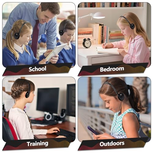 Image of Kids USB C Headphones Bulk 50 Pack for Classroom School Wired On Ear | Type C Headphones for Students Boys Girls Teens Library Museum Travel Laptop Pad PC Phone Black
