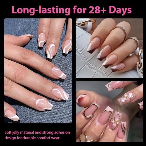 Image of UNA GELLA Short Coffin Nails Tips, 504pcs No c Curve short Coffin Gel Press On Nails Pre Etched For Women Acrylic Nail Extension Full Cover Home Salon 12 Sizes