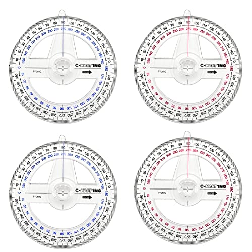 4 PCS Transportador Circular,Transportador de 360 Grados, Herramienta de medición, Material de Oficina Escolar