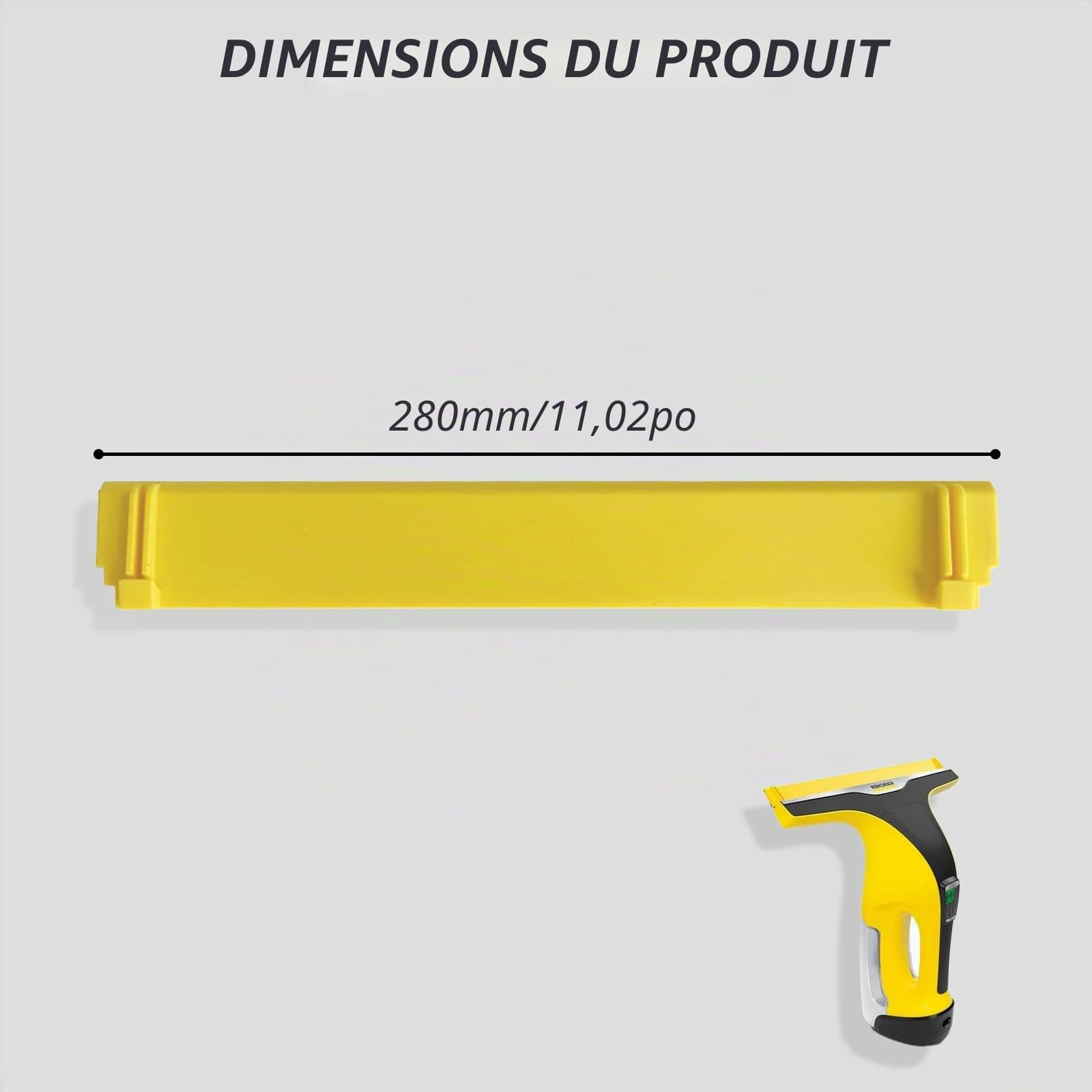 Lot de 2 lèvres en caoutchouc de rechange compatibles avec aspirateur de fenêtre Karcher WV6 280 mm, nettoyage de diverses surfaces lisses telles que les portes de douche, les murs de salle de bain,