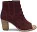 TOMS Women's Majorca Peep Toe Bootie Oxblood Suede Perforated Boot, Size 8