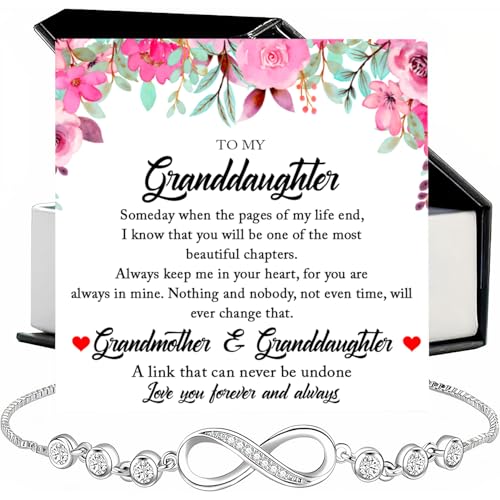 To My Beautiful Granddaughter Bracelet with Meaningful Card, Granddaughter Gifts from Grandma & Grandpa, Sentimental Gifts for Valentines Day, Birthday, Graduation, Christmas2