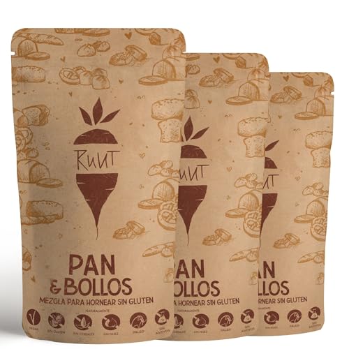 Ruut Mezcla de Harina sin Gluten a Base de Harina de Yuca - Sustituye el Trigo para Hacer Panes y Bollos sin Aditivos con Harina sin Gluten - Harina de Pan Paleo, Vegetariana, Duradera - 3x810 g