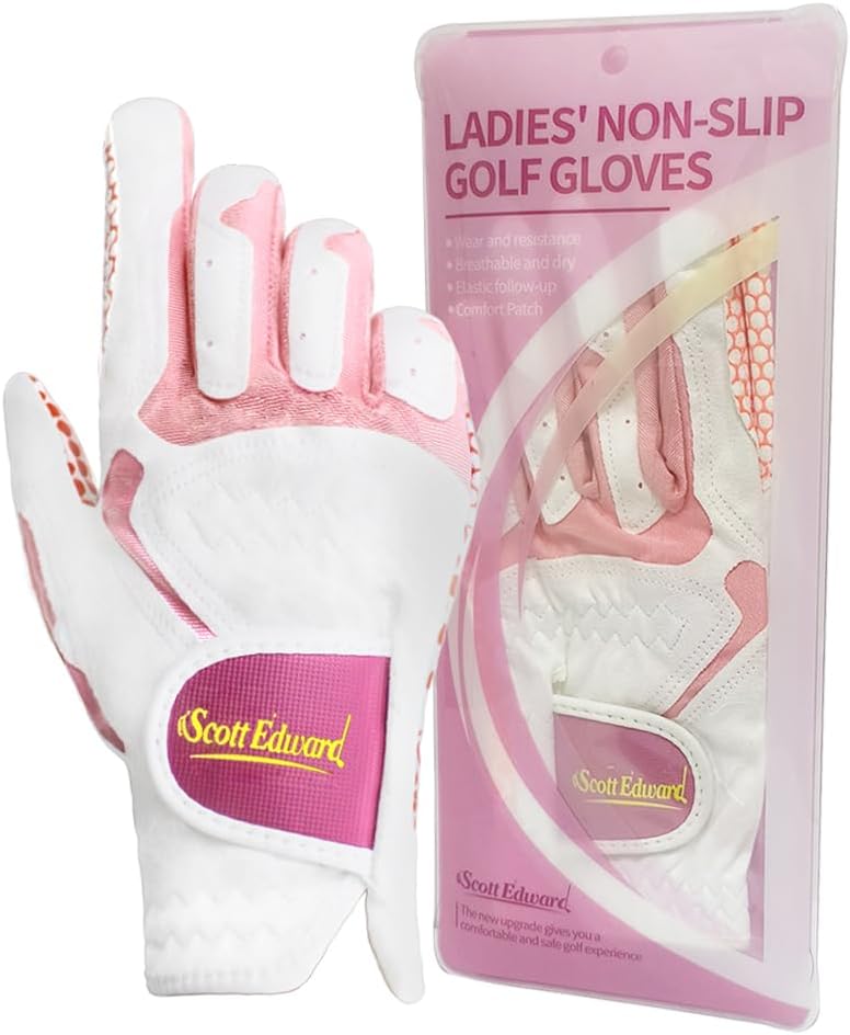 Scott Edward 1 Pair Microfiber Women's Golf Gloves Both Hand, 2 Pack Left Right Hand Nylon Buckle Ladies Sports Gloves, Non-Slip Wear-Resistant Gloves, Breathable, Enhanced Grip and Comfort (Pink) - Image 3