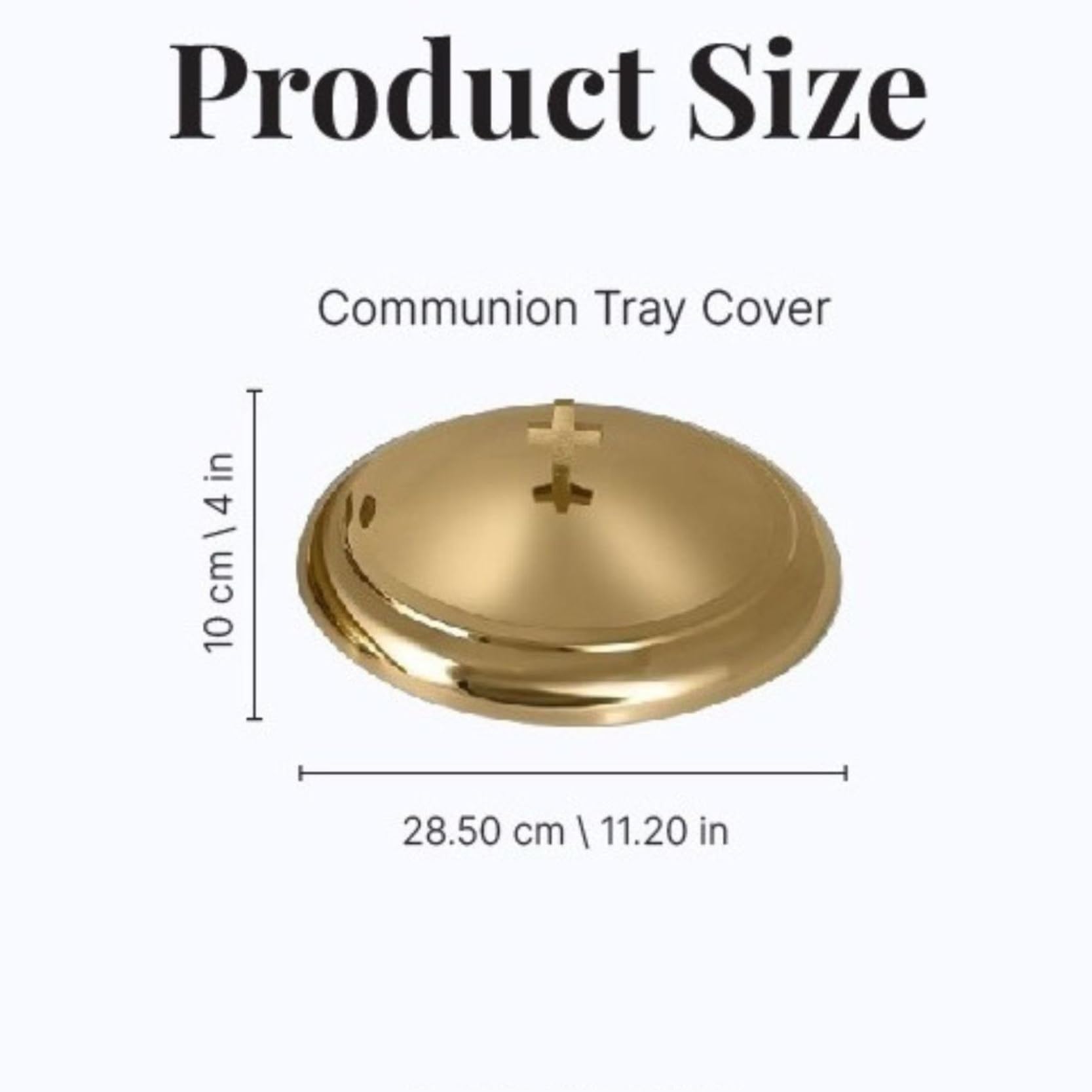Couvercle de plateau de communion | Couvercle de plateau sacré pour églises | Acier inoxydable – Finition brillante (doré)