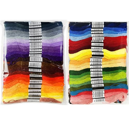 Zhenqing 100-Color DMC Cotton Embroidery Thread Set - 8m Skeins with Center Numbered Labels for Perfect Color Matching