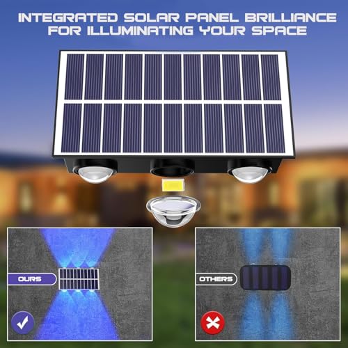 Image of Gigawatts 6 LED Solar Wall Light with 2W Panel On /Off Botton & 1.5Ah Battery Water Resistant Decor Deck Fence Lights Flood Lamp for Home Garden Terrace Patio (Set of 1, RGB)