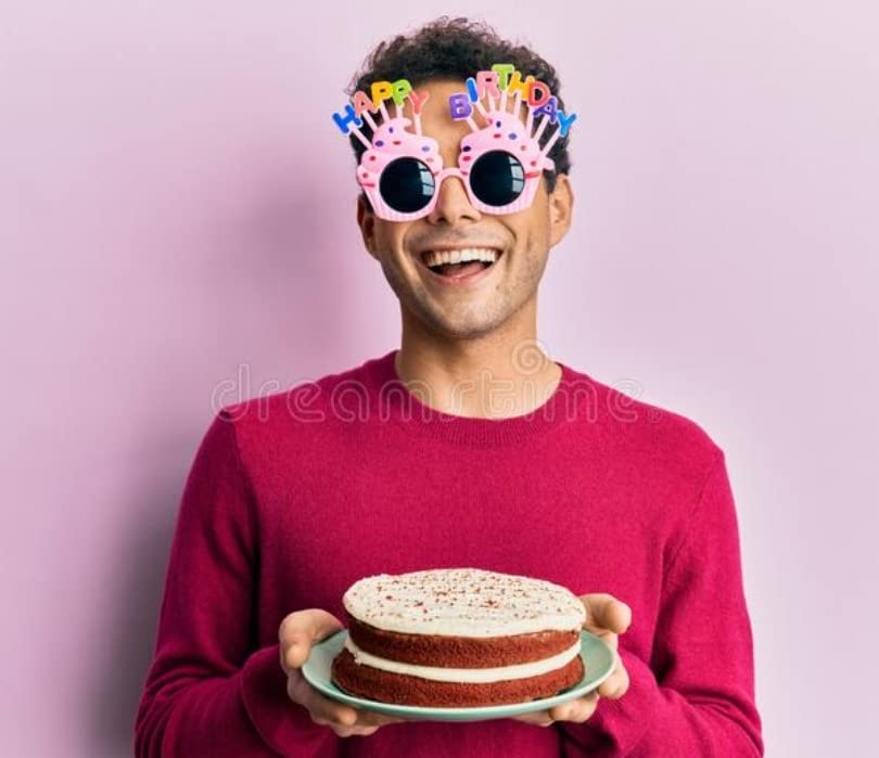 Fun Affairs Cup Cake Style Funny Happy Birthday Letter Party Pink Green multicolour Sunglasses/Goggles - Color Pink 2