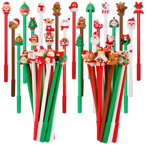 LiYiQ 50 bolígrafos gel negro diseño navideño divertido miniatura 1