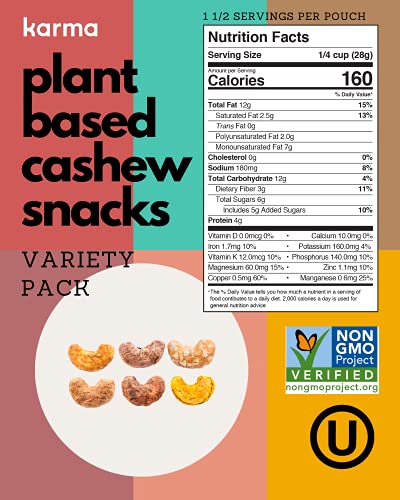 Karma Sample Flavors Variety Pack Cashews By Karma Nuts, Whole, Roasted, Vegan thumb #3