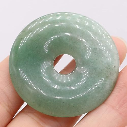 Miniatura 5 de LHJ Colgantes de cuentas de piedra natural, agujero central, forma de anillo de piedra mixta, hebilla de ping y ágata piedra de cristal para hacer