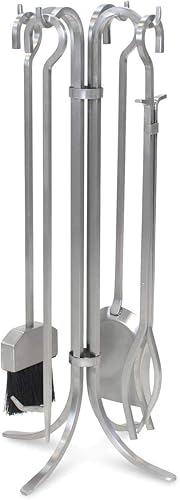 Pilgrim 18092 Newport - Juego de herramientas para chimenea, acero inoxidable
