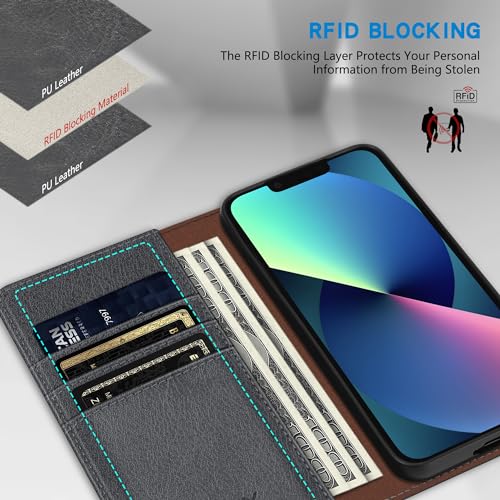 Image of ZZXX for iPhone 13 Mini Wallet Case Strong Magnetic 5.4 inch,Grey