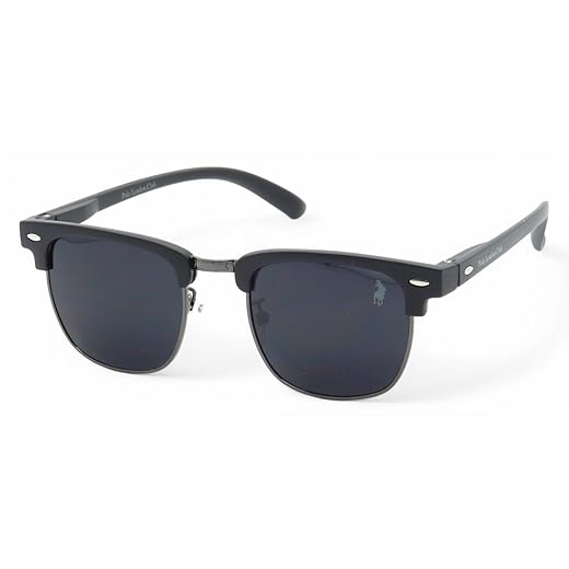 Óculos de Sol Polo London Club, estilo Club Master Quadrado Com Lentes Fume Preto contém com Case ECO, Unissex