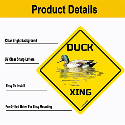 Image of Duck Xing Crossing Sign Funny Novelty Metal Tin Sign for Bar Club Country Home Coffee Shop Indoor& Outdoor Decor Yellow Street Sign 12X12inch | Wall Decor