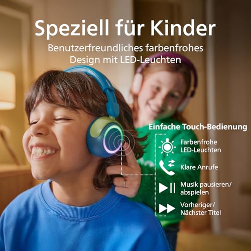 Philips TAK4200CT 4200-Serie mit kabellosem ohraufliegendem Kopfhörer für Kinder, lautstärkenbegrenzt, Audio-Sharing, USB-C-Kabel im Lieferumfang inbegriffen – Crystal Teal – Bild 4