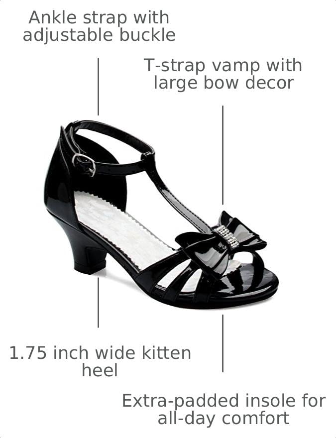 Image of Olivia K Girl's Glitter Leatherette Open Toe Strappy Ankle T Strap Kitten Heel Sandal (Toddler /Little Girl)