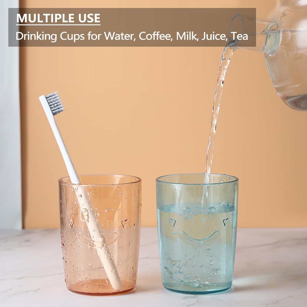4Pcs Bathroom Tumbler Toothbrush Cups, Smiley Toothbrush Holder, 300ml