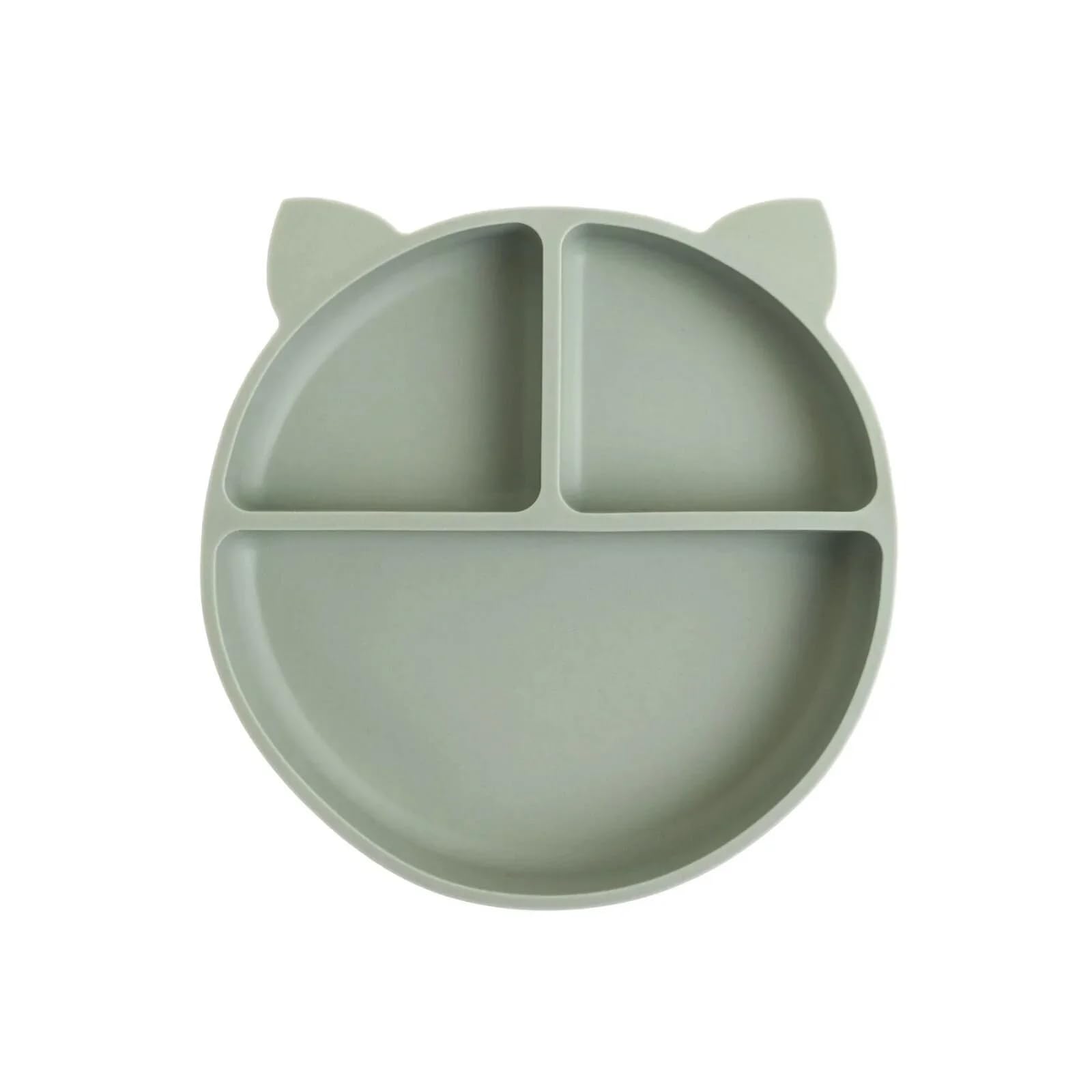 ebebek baby plus | Cat Shaped Silicone Suction Plate for Babies | 3-Section Divided Plate | Strong Suction Base | Non-Slip BPA-Free | Weaning & Toddler Feeding | Microwave & Fridge Safe