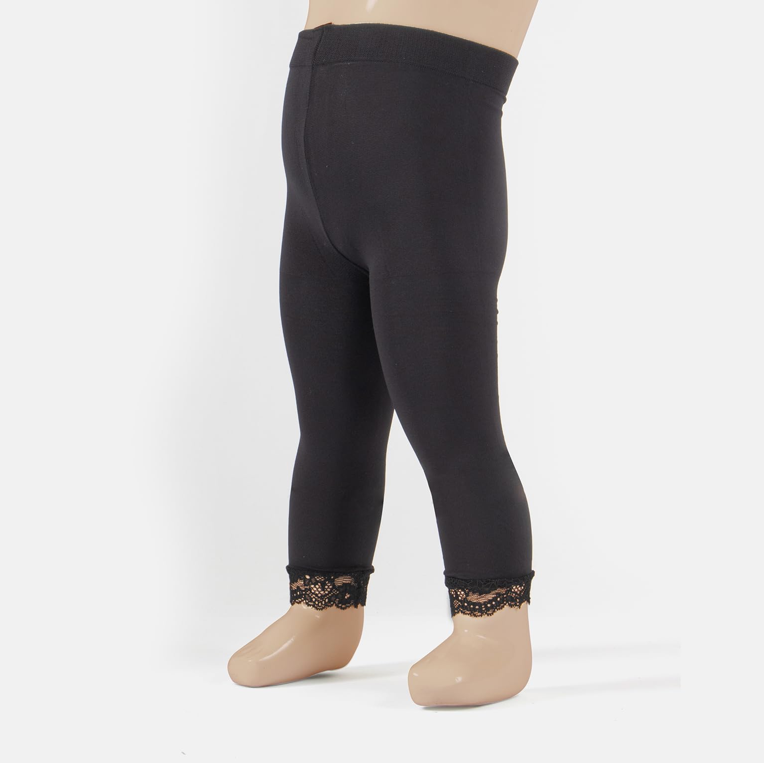 2 PARES X LEGGINGS CORTOS SEMI OPACOS PARA BEBES | MALLAS CORTE PIRATA EN MICROFIBRA CON ENCAJE | 40 DEN | NEGRO, BLANCO | 12, 18, 24 MESES | CALCETERÍA ITALIANA |