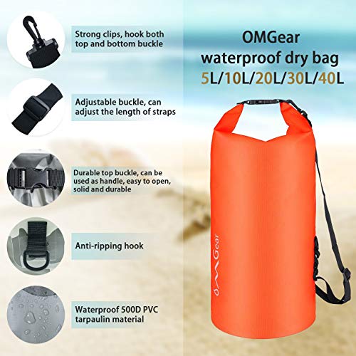 Image of OMGear Waterproof Dry Bag Backpack Phone Pouch 40L /30L /20L /10L /5L Floating Dry Sack for Kayaking Boating Outdoors Activities