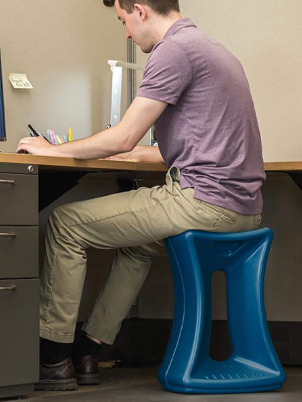 Image of Simplay3 American Home Live Fit Active Balance Chair, 20 inch Stool for Adults and Teens- Ergonomic Office Desk Chair with Rock, Wobble, Tilt Motion for Learning, Work and Study Union Blue, 2-Pack