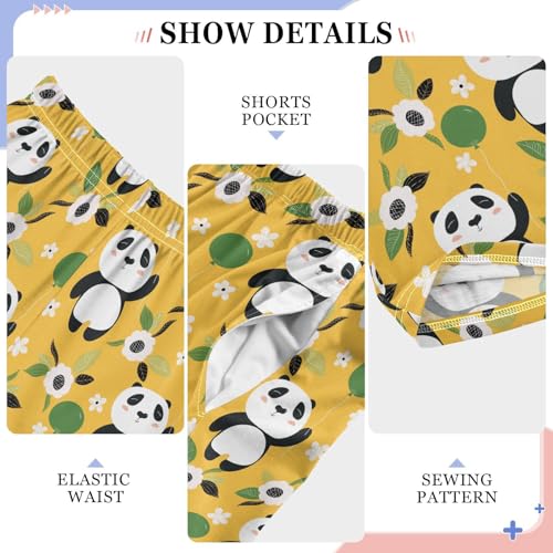 Panda Florals Boys Long Pants Soft Trousers Elastic Waist Kids Lounge Bottoms with Pockets S-XL4