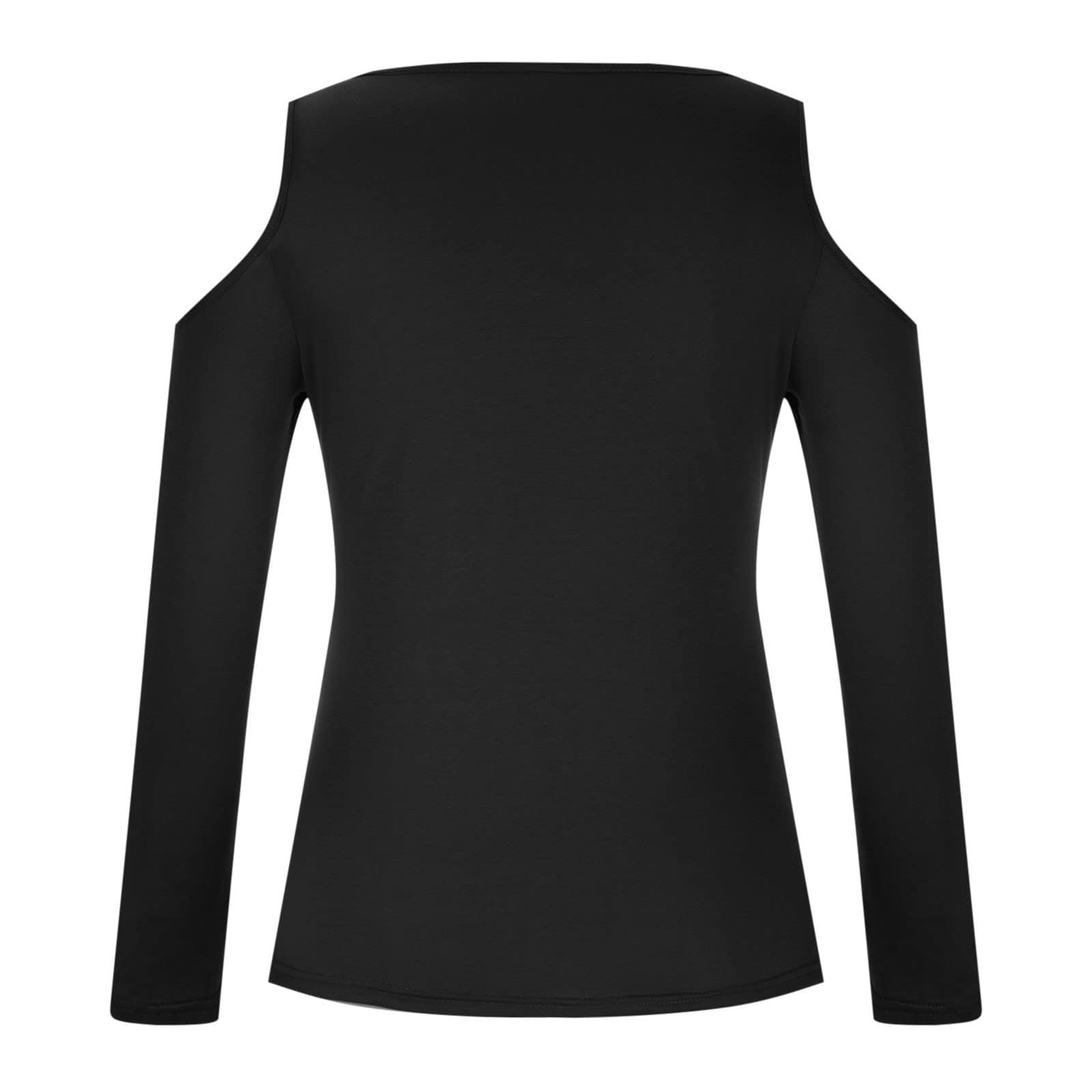 Femmes épaules dénudées hauts enveloppement col en V chemises croisées décontracté à manches longues tuniques solides chemisier ajusté mince(Black,XL)
