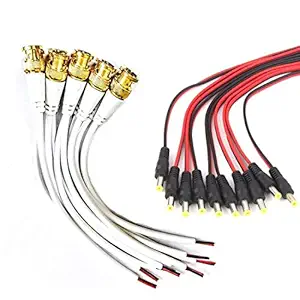 SIA TECHNOLOGY Combo Pack of 10pc BNC Connector with 5pc DC Power pin for CCTV Camera Indoor Oudoor use