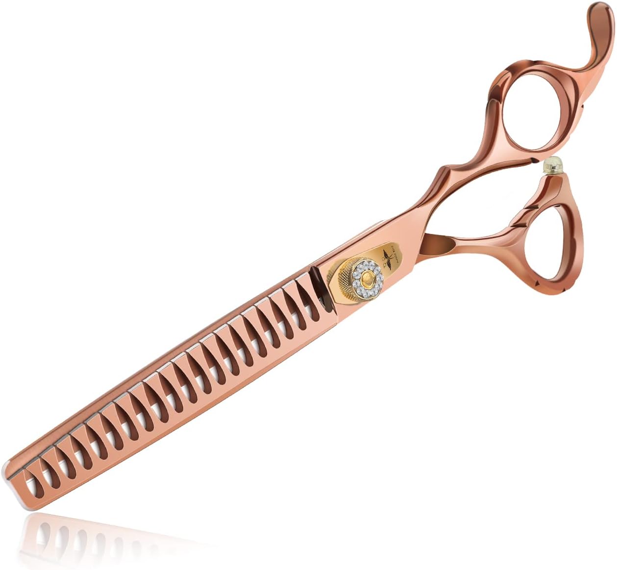 PURPLEBIRD 7 Inch 21-Teeth Chunkers Dog Grooming Scissors,Professional Safety Blunt Tip Trimming Shearing for Dogs Cats Japanese Stainless Steel Bronze