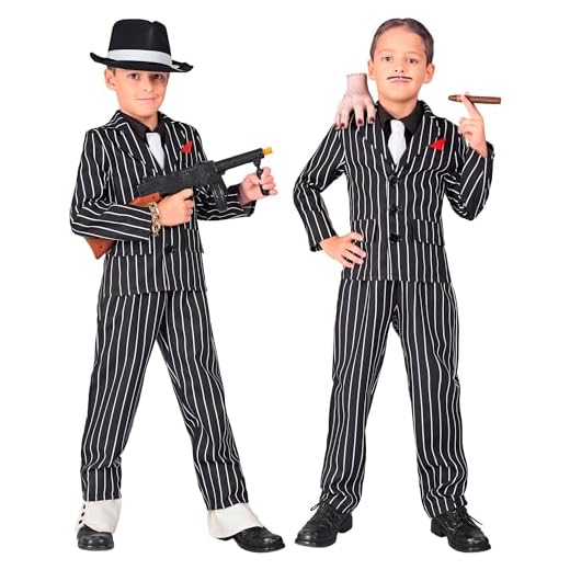 W WIDMANN MILANO Party Fashion - Disfraces Niños gangster, traje a rayas, criminal, jefe de la mafia, disfraces