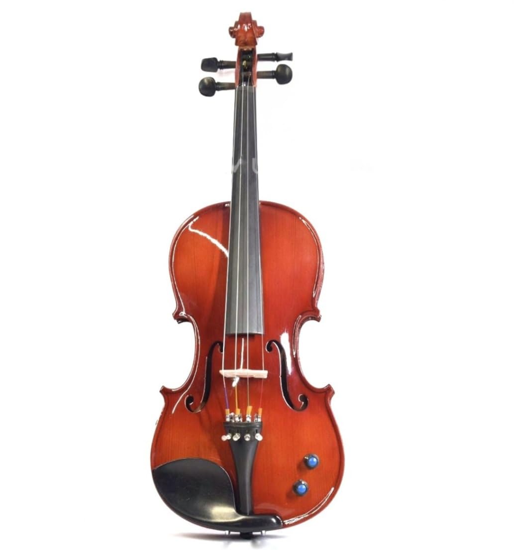 Professional 4/4 Full Size Semi-Electric Violin Set, Solid Wood Acoustic-Electric Fiddle with Pickup, Natural Brown Finish, Includes Case, Bow, Rosin for Beginners, Students-image-34