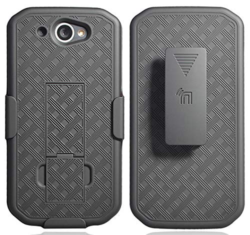 Capa com clipe para CAT S48c, Nakedcellphone [Black Tread] Kickstand Cover with [Rotationing/Ratchet