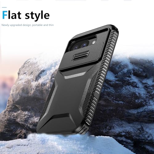 Coque Pixel 10A qualité militaire noire avec cache optique coulissant robuste - 5