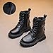 Girls Lace Up Ankle Boots Cute Leather Combat Riding Boots Shoes Fashion Side Zipper Punk Goth Lug Sole Ankle Booties