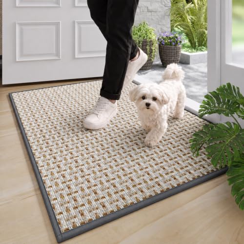 Image of YDKGL Front Door Mat Indoor Entrance Non Slip Entry Doormat Gray 17 inchx30 inch
