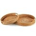 Sziqiqi Bandeja de Servicio de Ratán con Asas 30cm y 35cm bandejas de Mimbre Tejidas a Mano Bandeja de Ratán Bandeja Decorativa Rústica para Desayuno, Bebidas, Refrigerios, Pan para Mesa de Café Bar