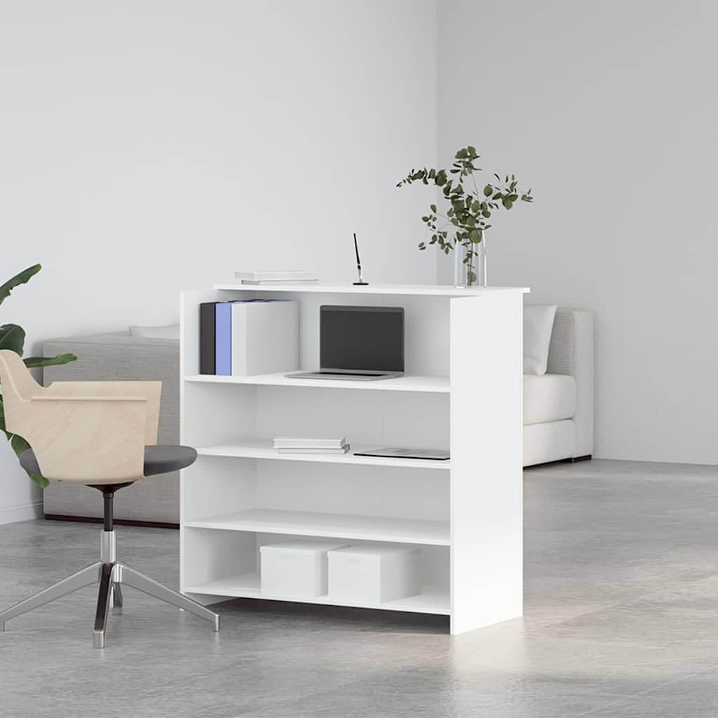 Hothingwell Empfangsplatte, weiß, 100 x 50 x 103,5 cm, Holz | Integrierte Regale, klinische medizinische Verwendung, Büro, Hotel, einfache Installation
