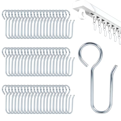 Curtain Track Hooks, 60 Pcs S Shaped Small Curtain Hooks, Drapery Hooks, Drape Curtain Wire Hooks for Ceiling Track, Home, Office, and Outdoor Use