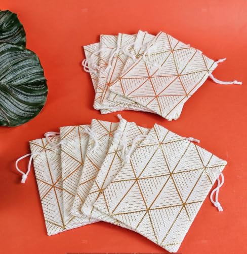 Image of SATYAM KRAFT 50 Pcs Jute Potli Bags for Wedding, Return, Festive Gifting | Eco-Friendly, Handmade Drawstring Bags for Jewelry, Sweets, Dry, Party, Reusable & Biodegradable (Pack of 50) (color 11)