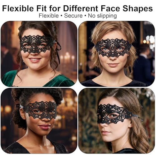 Image of Exlinonline Lace Masquerade Mask Elastic,Fit for Adult,Soft Gentle Material,Specially For Costume,Thememed Party