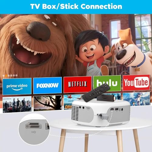 Image of BIGASUO Andriod 5G WiFi Projector Home 4K Support 1080P Smartphone Full Hd Portable Builtin YouTube Other Apps Auto Keystone 4000 Lumens 200 inch Screen Compatible 4K Tv Stick, Multicolor (BGP21)