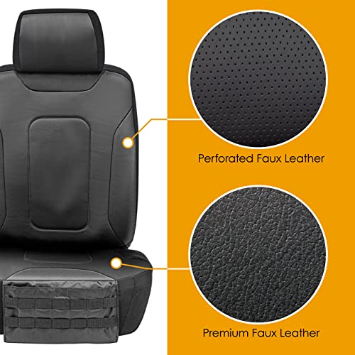 Image of LPI Truck Colton Heavy Duty Truck Seat Covers for Front Seats, Fits Full-Size SUV or Truck, Built-in Molle Style Organizer, Semi-Custom Fit, Faux Leather, 2pcs, Black