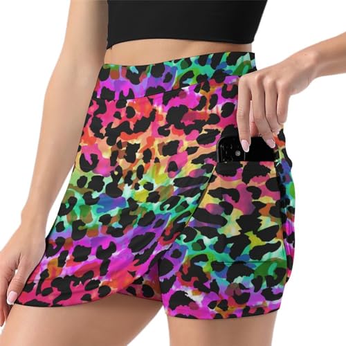 Jupe de tennis léopard sport mini jupe de course athlétique skort