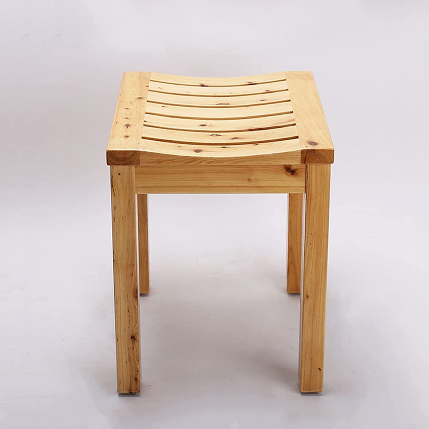 Ławka prysznicowa, ławka prysznicowa bambusowa ławka prysznicowa wydrążona konstrukcja, wodoodporny stołek prysznicowy, zakrzywiona powierzchnia stołka ergonomiczna konstrukcja, do użytku wewnątrz lub